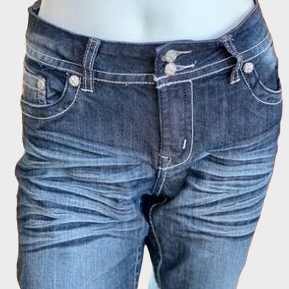 Suko Mid Rise Boot Cut Studded Jeans With Fading Size 8 - Picture 3 of 8